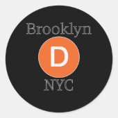 Brooklyn D Train Ronde Sticker (Voorkant)