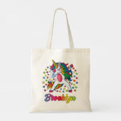 Brooklyn Dabbing Unicorn Rainbow Persoonlijke naam Tote Bag (Achterkant)