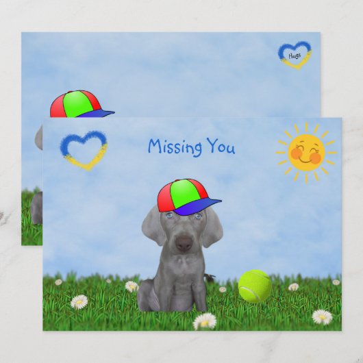 Brooklyn de Weimaraner's Groet Flat Kaart (Voorkant / Achterkant)