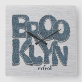 Brooklyn Denim Letter Wall Clock Vierkante Klok