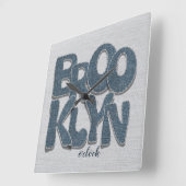 Brooklyn Denim Letter Wall Clock Vierkante Klok (Hoek)