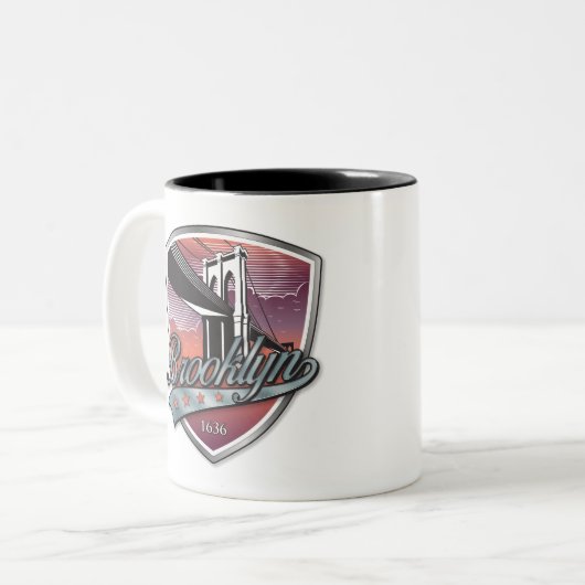 Brooklyn Design Silver Metallic Tweekleurige Koffiemok (Voorkant links)