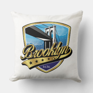 Brooklyn Elegant Gold Swoosh Logo Design Kussen