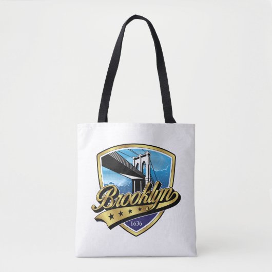 Brooklyn Elegant Goud Swoosh Logo Ontwerp Tote Bag (Voorkant)