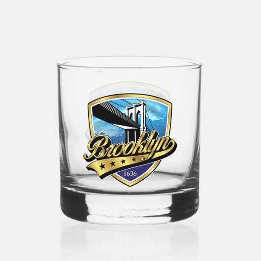 Brooklyn Elegant Goud Swoosh Logo Ontwerp Whisky Glas (Achterkant)