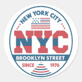 Brooklyn en New York City Ronde Sticker (Voorkant)