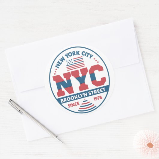 Brooklyn en New York City Ronde Sticker (Envelop)