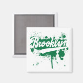 Brooklyn geschilderde groene magneet (Voorkant / Achterkant)