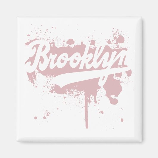 Brooklyn geschilderde roze magneet (Voorkant)