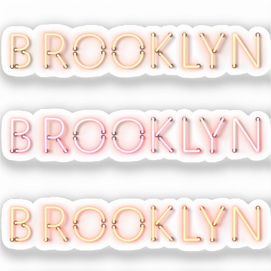 Brooklyn Ggloeiende Neon Lights x3 Sticker (Voorkant)