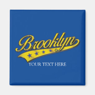 Brooklyn Gold Swoosh Design Sjabloon Magneet