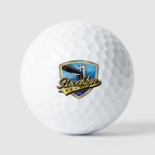Brooklyn Gold Swoosh Logo Design Golfballen (Voorkant)