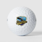 Brooklyn Gold Swoosh Logo Design Golfballen (Voorkant)