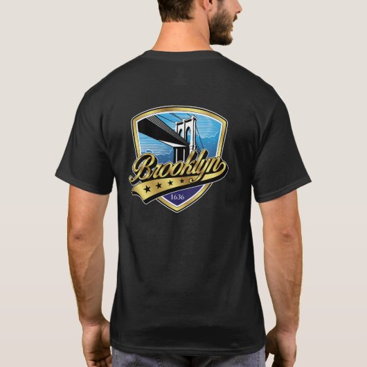 Brooklyn Gold Swoosh Logo Design T-shirt (Achterkant)