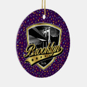 Brooklyn Gouden Swoosh Logo Ontwerp Keramisch Ornament (Rechts)
