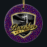Brooklyn Gouden Swoosh Logo Ontwerp Keramisch Ornament<br><div class="desc">Brooklyn Logo met Swoosh Ontwerp van Edward Eksi</div>