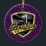Brooklyn Gouden Swoosh Logo Ontwerp Keramisch Ornament<br><div class="desc">Brooklyn Logo met Swoosh Ontwerp van Edward Eksi</div>