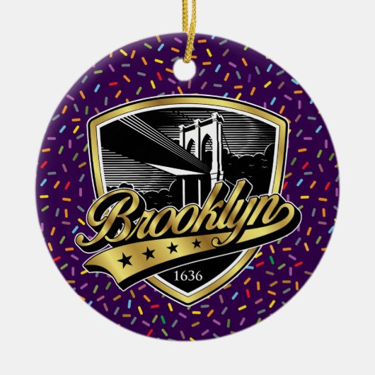 Brooklyn Gouden Swoosh Logo Ontwerp Keramisch Ornament (Voorkant)