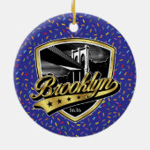 Brooklyn Gouden Swoosh Logo Ontwerp Keramisch Ornament (Achterkant)