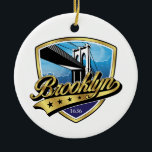 Brooklyn Gouden Swoosh Logo Ontwerp Keramisch Ornament<br><div class="desc">Brooklyn Logo met Swoosh Ontwerp door Edward Eksi</div>