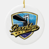 Brooklyn Gouden Swoosh Logo Ontwerp Keramisch Ornament (Achterkant)
