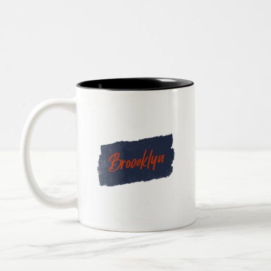 Brooklyn Handschreven Red Typography Coffee Mok (Links)