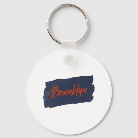 Brooklyn Handwrite Red Typografie Sleutelhanger (Voorkant)