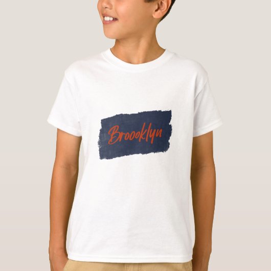 Brooklyn Handwrited Red Typography T-Shirt (Voorkant)