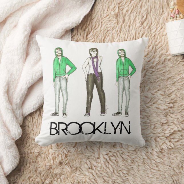Brooklyn Hipsters Greenpoint Williamsburg NYC Kussen (Deken)