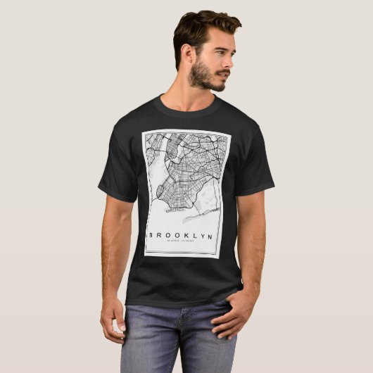 Brooklyn Illustratie Kaart T-shirt (Voorkant volledig)