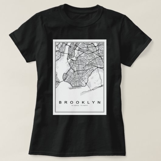 Brooklyn Illustratie Kaart T-shirt (Design voorkant)