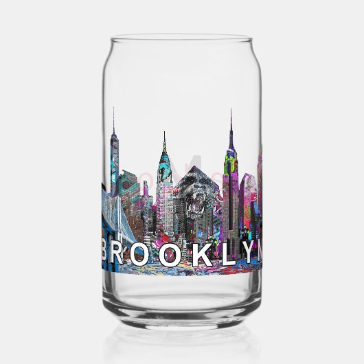 Brooklyn in graffiti met monogram blikvorm glas (Voorkant)