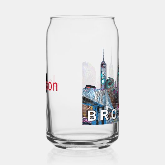 Brooklyn in graffiti met monogram blikvorm glas (Rechts)