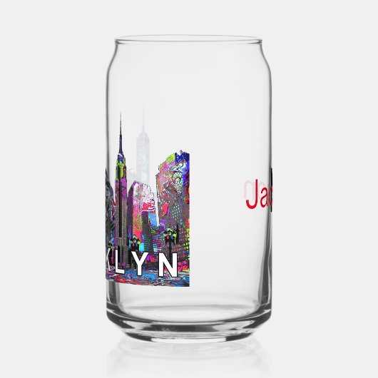 Brooklyn in graffiti met monogram blikvorm glas (Links)
