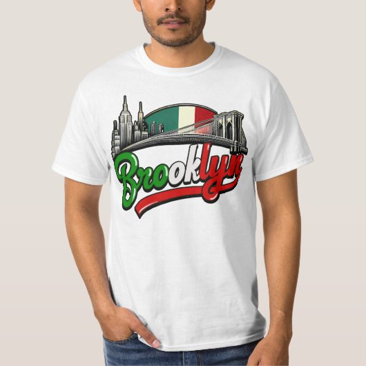 Brooklyn Italiaanse retro stijl T-shirt (Voorkant)