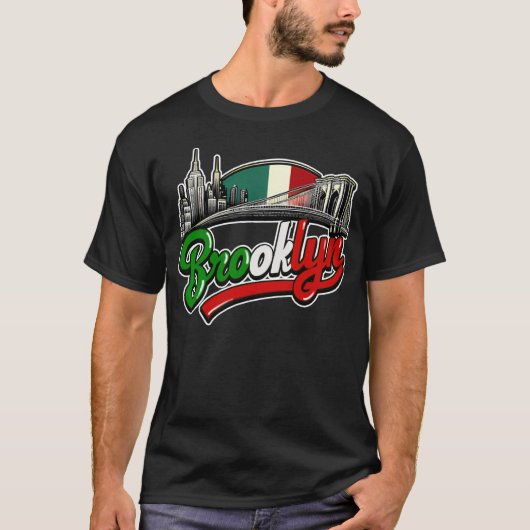 Brooklyn Italiaanse retro stijl T-shirt (Voorkant)