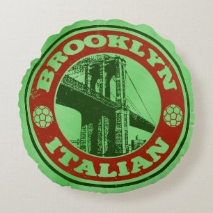 Brooklyn Italy American Round Cushion, New York Rond Kussen