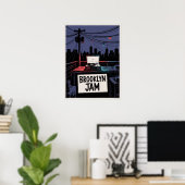 Brooklyn Jam Dak Speler Nacht Skyline Poster (Thuiskantoor)