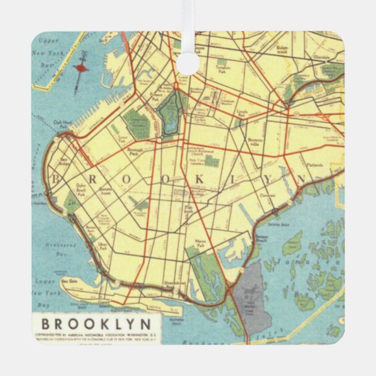 Brooklyn Kaart Metalen Ornament (Voorkant)