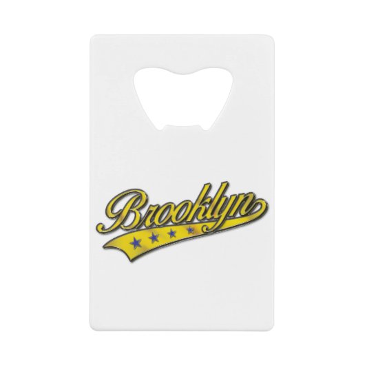 Brooklyn Logo Gold Embossed Creditkaart Flessenopener (Voorkant)