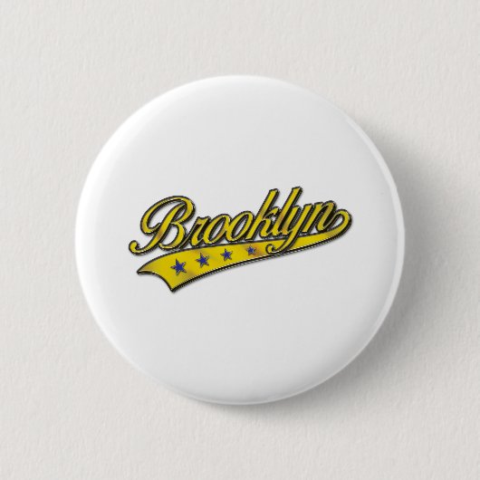 Brooklyn Logo Gold Embossed Ronde Button 5,7 Cm (Voorkant)