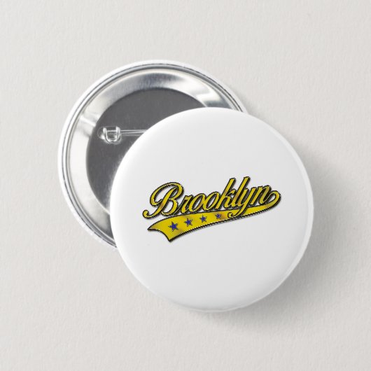 Brooklyn Logo Gold Embossed Ronde Button 5,7 Cm (Voorkant /achterkant)