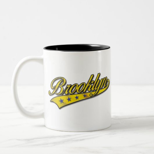 Brooklyn Logo Gold Embossed Tweekleurige Koffiemok (Links)