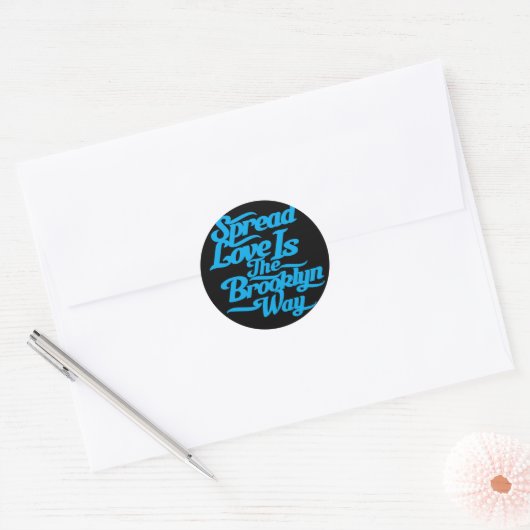 Brooklyn Love Blue Ronde Sticker (Envelop)
