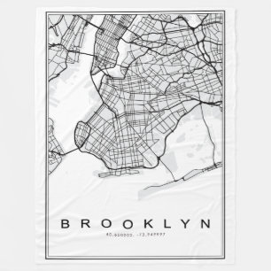 Brooklyn Map Illustratie Fleece Deken