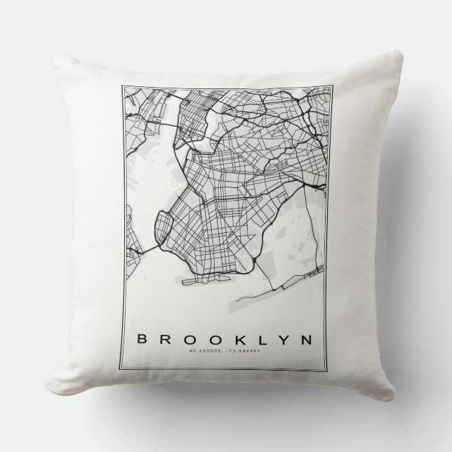 Brooklyn Map Illustratie Kussen (Voorkant)
