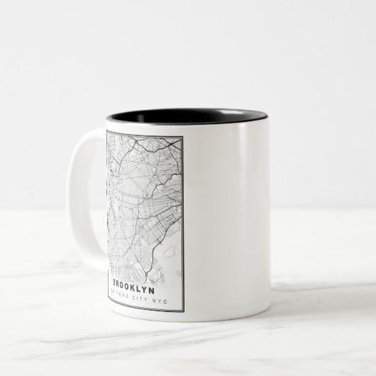Brooklyn Map Tweekleurige Koffiemok (Voorkant links)