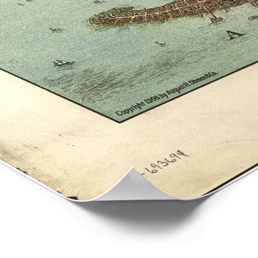 Brooklyn New York 1908 Antiek Panorama Poster (Hoek)