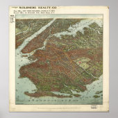 Brooklyn New York 1908 Antiek Panorama Poster (Voorkant)