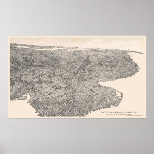 Brooklyn, New York Birdseye Map 1897 Poster (Voorkant)